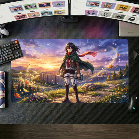 Mikasa anime mouse pad XL gaming desk mat Windy Sunset Cinematic Portrait