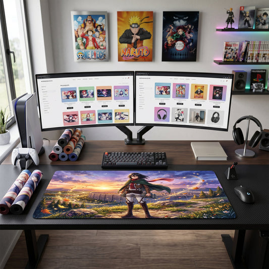 Mikasa anime mouse pad XL gaming desk mat Windy Sunset Cinematic Portrait