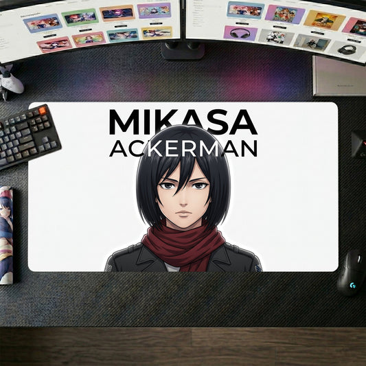 Mikasa Ackerman anime mouse pad XL gaming desk mat Minimalist Portrait