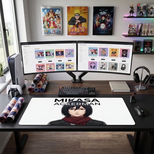 Mikasa Ackerman anime mouse pad XL gaming desk mat Minimalist Portrait