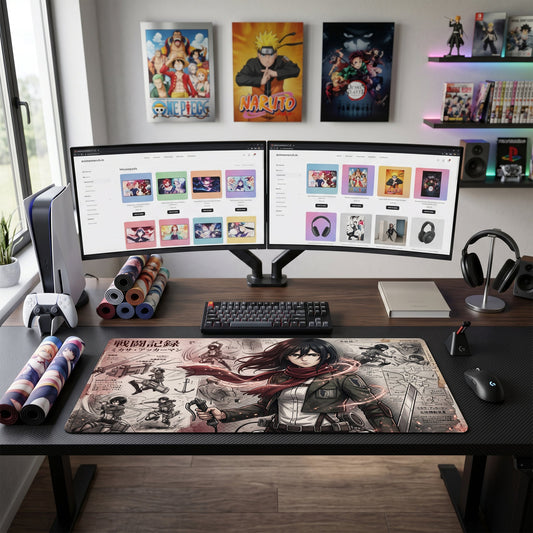 Mikasa Ackerman anime mouse pad XL gaming desk mat Manga Sketch Collage
