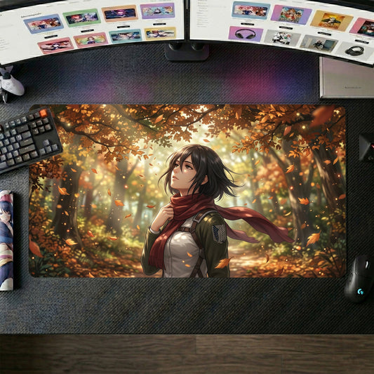 Mikasa anime mouse pad XL gaming desk mat Autumn Forest Cinematic Portrait