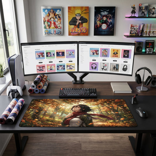 Mikasa anime mouse pad XL gaming desk mat Autumn Forest Cinematic Portrait