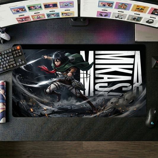 Mikasa anime mouse pad XL gaming desk mat Dark Cinematic Sword Silhouette