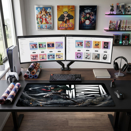 Mikasa anime mouse pad XL gaming desk mat Dark Cinematic Sword Silhouette