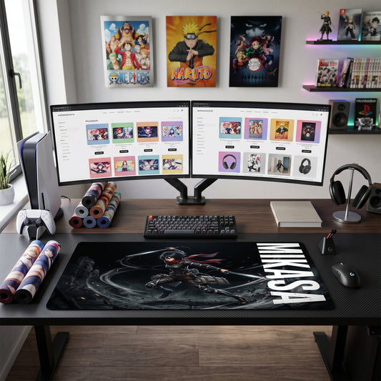 Mikasa anime mouse pad XL gaming desk mat Dual Blade Dark Cinematic