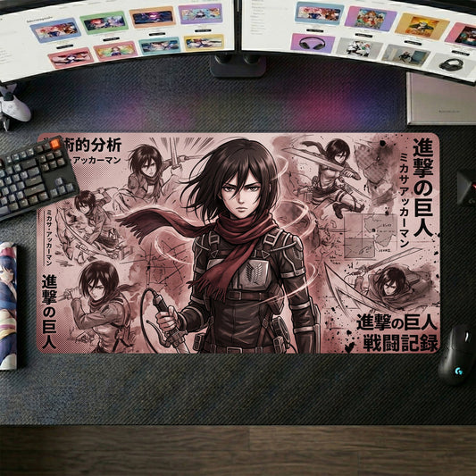 Mikasa anime mouse pad XL gaming desk mat Manga Collage Red Scarf