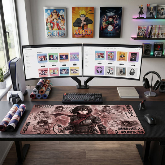Mikasa anime mouse pad XL gaming desk mat Manga Collage Red Scarf