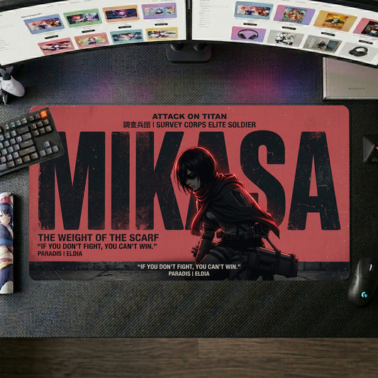 Mikasa anime mouse pad XL gaming desk mat Red Scarf Dark Portrait