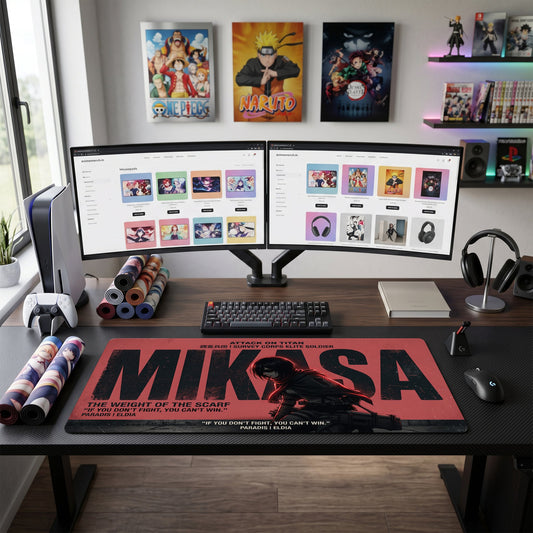 Mikasa anime mouse pad XL gaming desk mat Red Scarf Dark Portrait