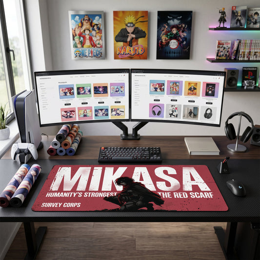 Mikasa anime mouse pad XL gaming desk mat Red Scarf Dark Portrait 1