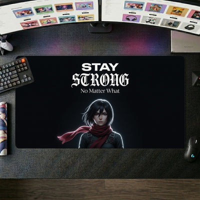 Mikasa Anime Mouse Pad ��� Red Scarf Glowing Portrait XL Gaming Desk Mat (60x30 cm)