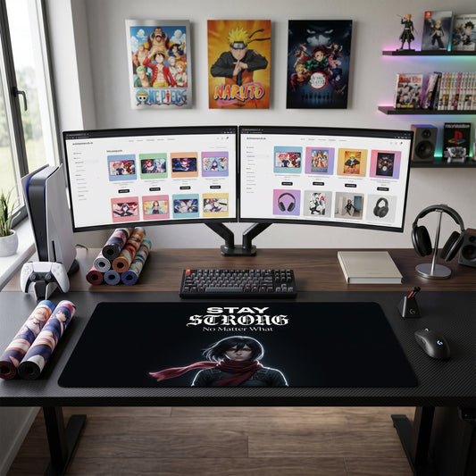 Mikasa anime mouse pad XL gaming desk mat Red Scarf Glowing Portrait