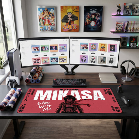 Mikasa anime mouse pad XL gaming desk mat Red Scarf Portrait 1