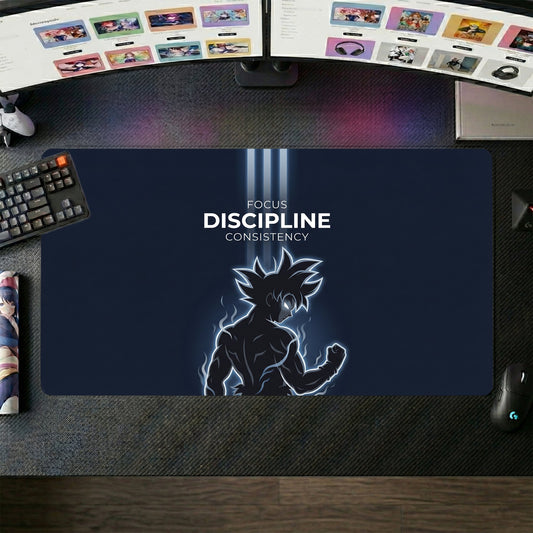 Goku anime mouse pad XL gaming desk mat Back Discipline Checklist Blue