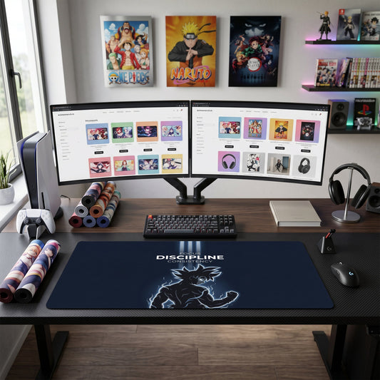 Goku anime mouse pad XL gaming desk mat Back Discipline Checklist Blue