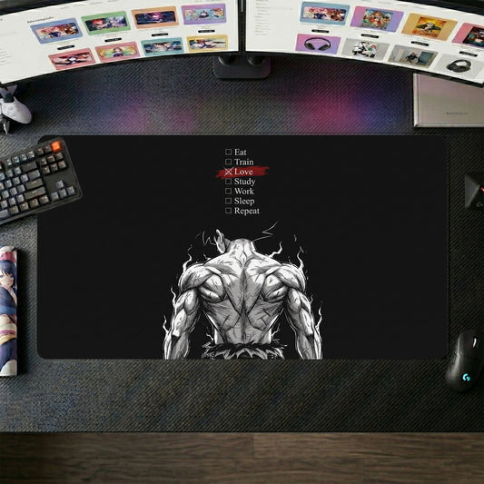 Goku anime mouse pad XL gaming desk mat Back Discipline Checklist Red 1