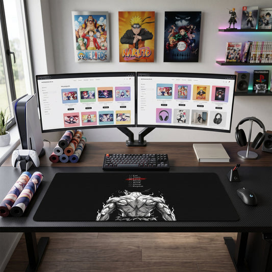 Goku anime mouse pad XL gaming desk mat Back Discipline Checklist Red 1