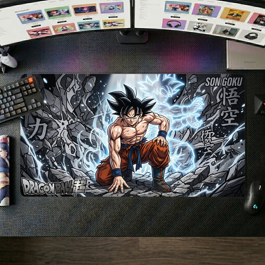 Goku anime mouse pad XL gaming desk mat Crouched Electric Manga