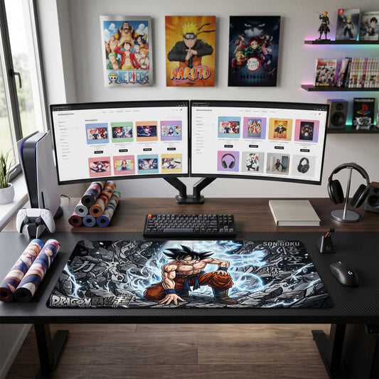 Goku anime mouse pad XL gaming desk mat Crouched Electric Manga
