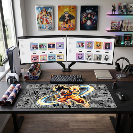 Goku anime mouse pad XL gaming desk mat Dynamic Manga Collage Energy