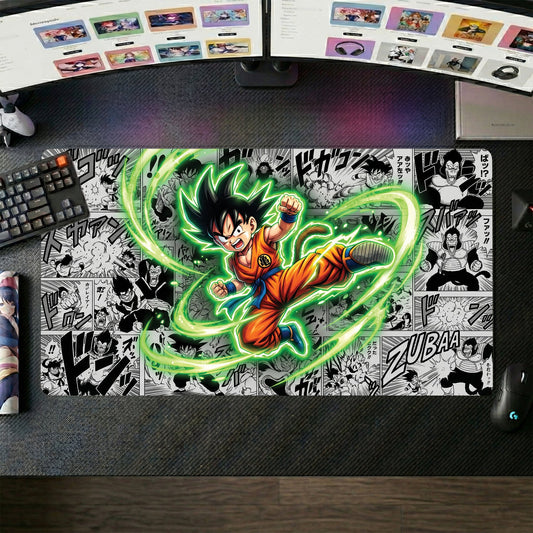 Goku anime mouse pad XL gaming desk mat Dynamic Manga Green Aura
