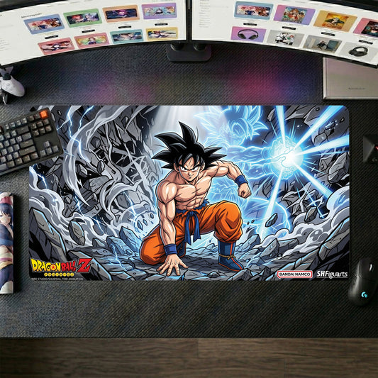 Goku anime mouse pad XL gaming desk mat Genki Dama Rock Background