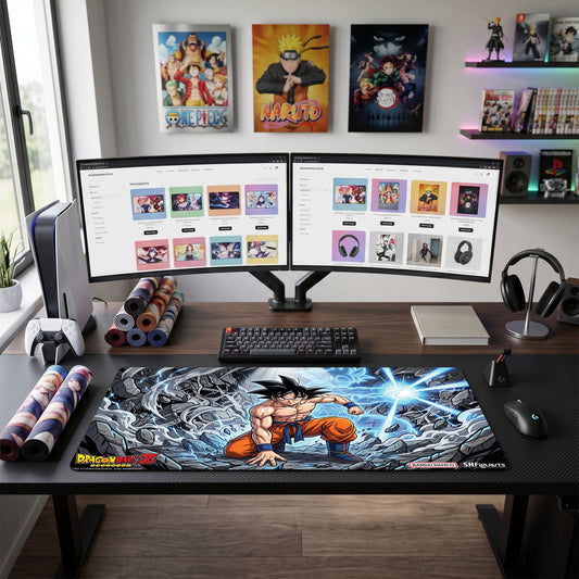 Goku anime mouse pad XL gaming desk mat Genki Dama Rock Background