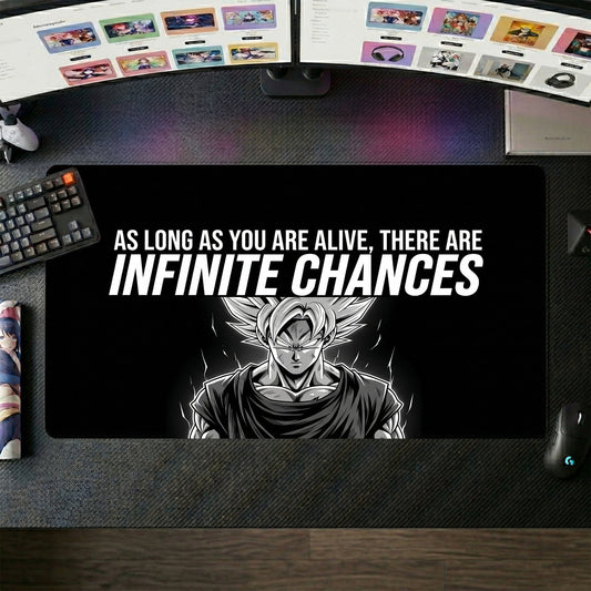 Goku anime mouse pad XL gaming desk mat Infinite Chances Monochrome