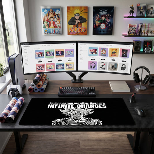 Goku anime mouse pad XL gaming desk mat Inspirational Quote Infinite Chances