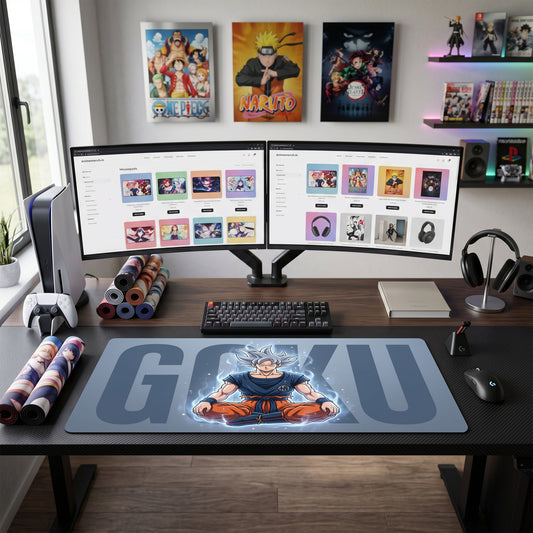 Goku anime mouse pad XL gaming desk mat Meditating Aura Gradient