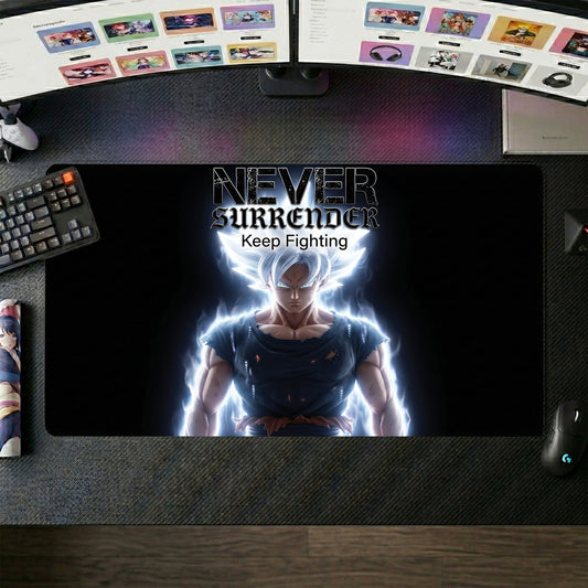 Goku anime mouse pad XL gaming desk mat Never Surrender Electric