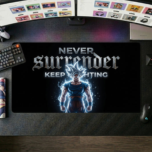 Goku anime mouse pad XL gaming desk mat Never Surrender Ultra Instinct