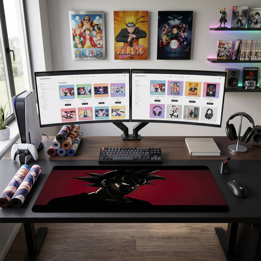 Goku anime mouse pad XL gaming desk mat Portrait Dark Red Shadow
