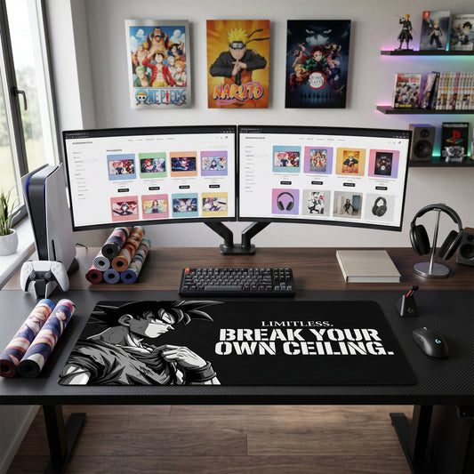 Goku anime mouse pad XL gaming desk mat Portrait Motivational Break Ceiling