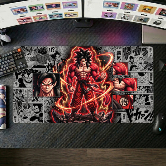 Goku anime mouse pad XL gaming desk mat Red Flare Manga Collage