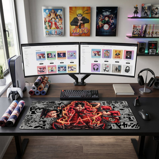 Goku anime mouse pad XL gaming desk mat Red Flare Manga Collage