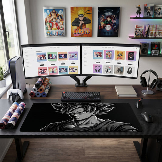 Goku anime mouse pad XL gaming desk mat Ssj Portrait Mono Chrome