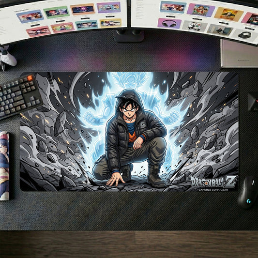 Goku anime mouse pad XL gaming desk mat Streetwear Hoodie Aura