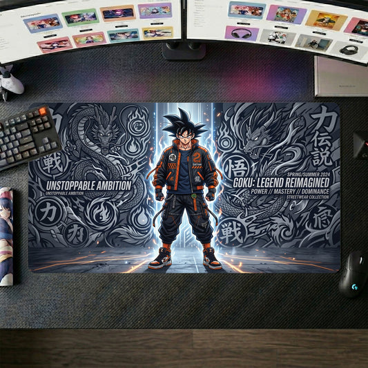 Goku anime mouse pad XL gaming desk mat Streetwear Unstoppable Legend