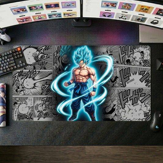 Goku anime mouse pad XL gaming desk mat Super Blue Manga Collage 1