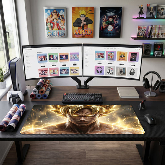 Goku anime mouse pad XL gaming desk mat Super Saiyan Aura Blaze 1