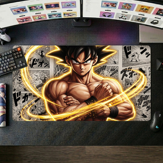 Goku anime mouse pad XL gaming desk mat Super Saiyan Aura Manga 2