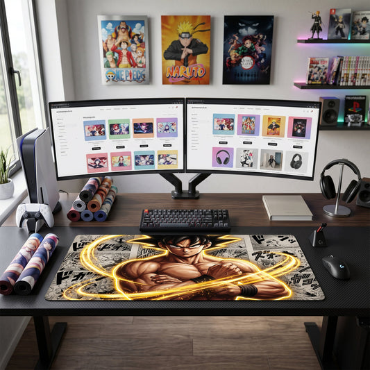 Goku anime mouse pad XL gaming desk mat Super Saiyan Aura Manga 2