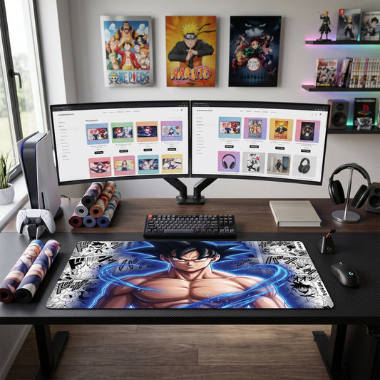 Goku anime mouse pad XL gaming desk mat Super Saiyan Aura Manga 3