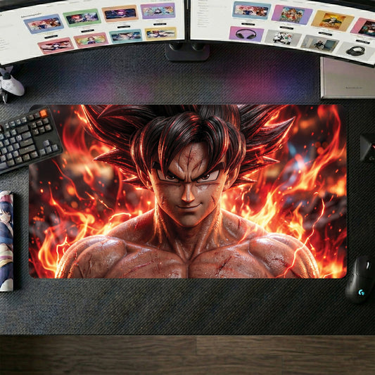 Goku anime mouse pad XL gaming desk mat Super Saiyan Flame Portrait