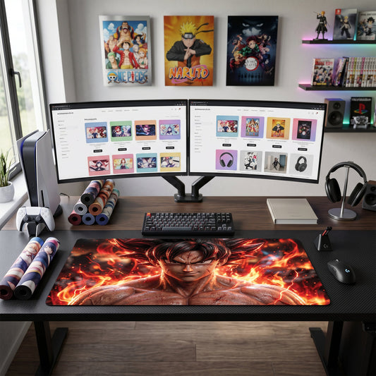 Goku anime mouse pad XL gaming desk mat Super Saiyan Flame Portrait