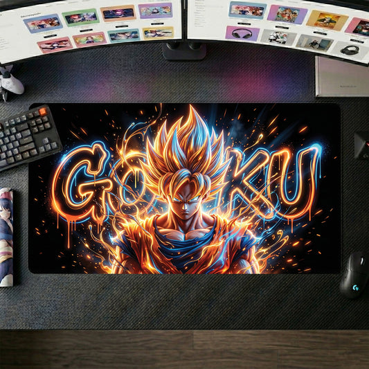 Goku anime mouse pad XL gaming desk mat Super Saiyan Neon Graffiti