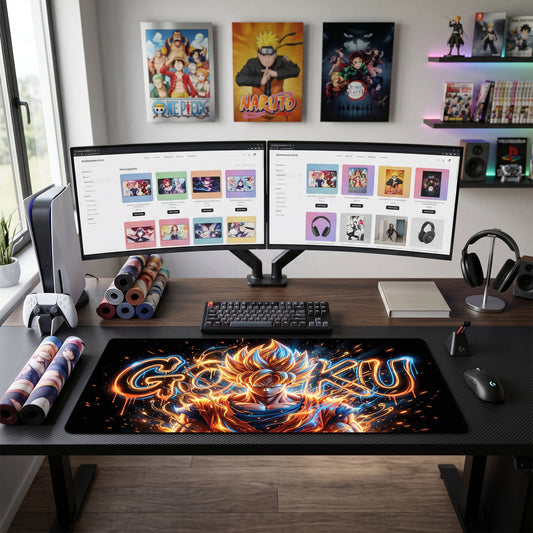 Goku anime mouse pad XL gaming desk mat Super Saiyan Neon Graffiti