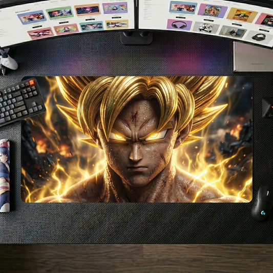 Goku anime mouse pad XL gaming desk mat Super Saiyan Portrait Flare